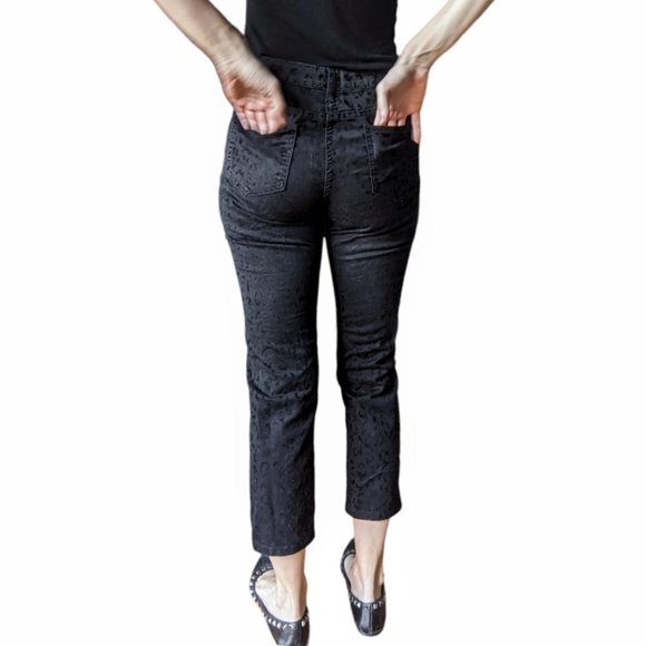 Suko Jeans Black velvet animal leopard print skiny jeans - Picture 4 of 15